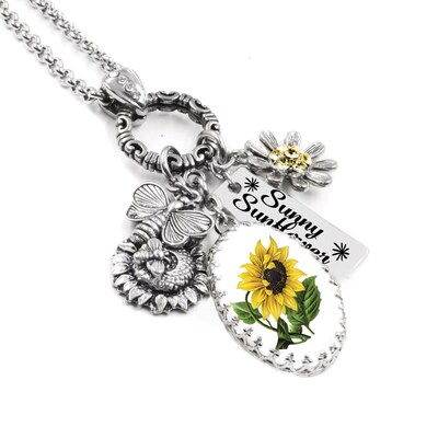 Sunflower Charm Necklace - image1